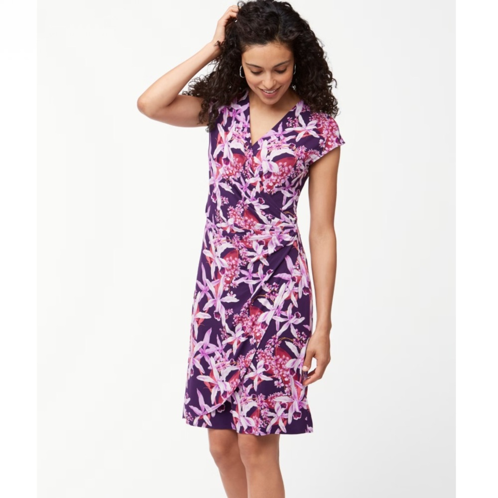Tommy Bahama Orchid You Not Tambour Faux-Wrap Dress Size Small